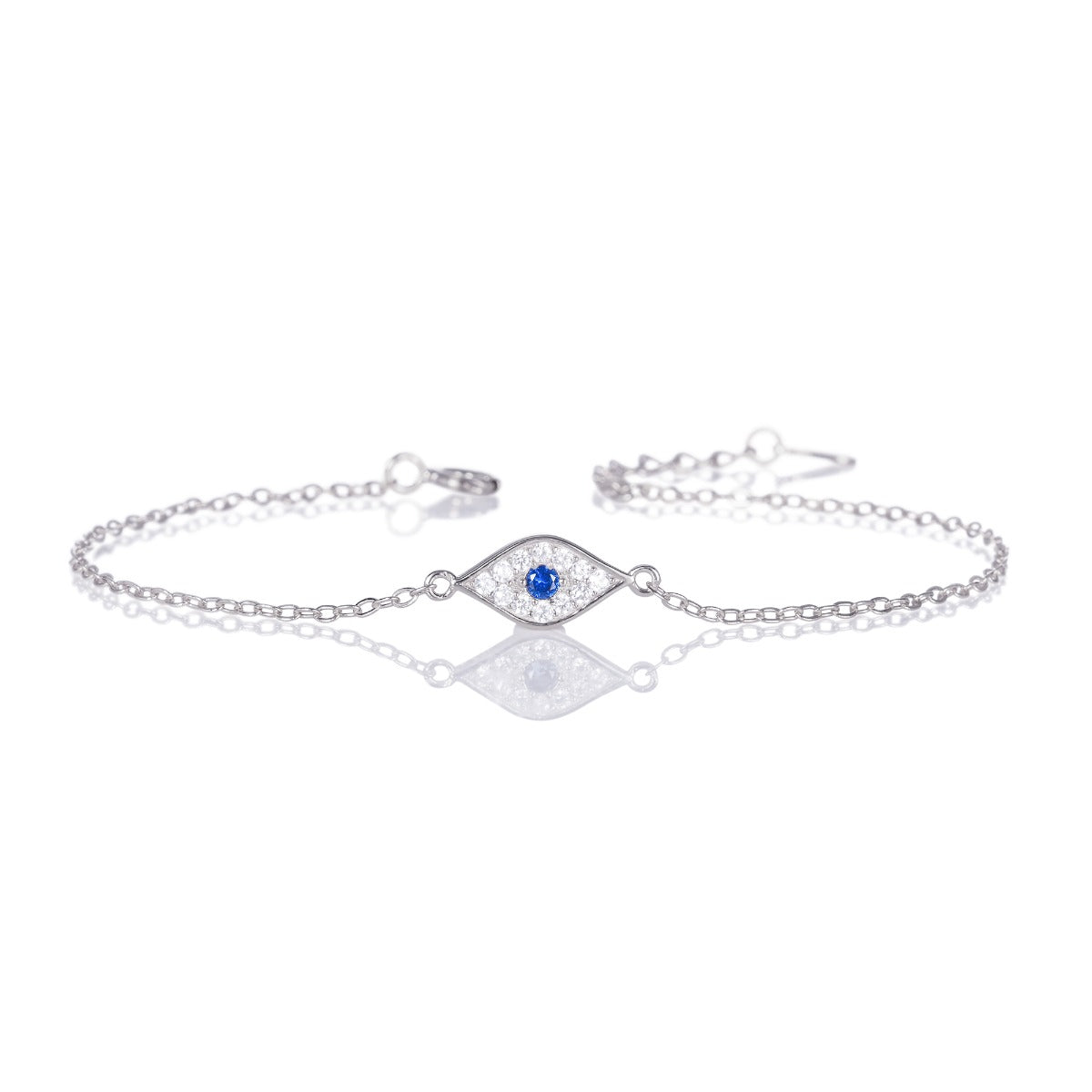 Sterling Silver EVIL EYE Bracelet with Cubic Zirconia