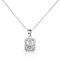 Sterling Silver Emerald Cut Cubic Zirconia Pendant Necklace for Women