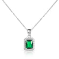 Emerald Cut Green Pendant Necklace in 925 Sterling Silver