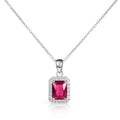 Emerald Cut Ruby Red Pendant Necklace in 925 Sterling Silver