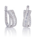 Sterling Silver Hoop Earrings 20mm, Channel Set Baguette Cubic Zirconia