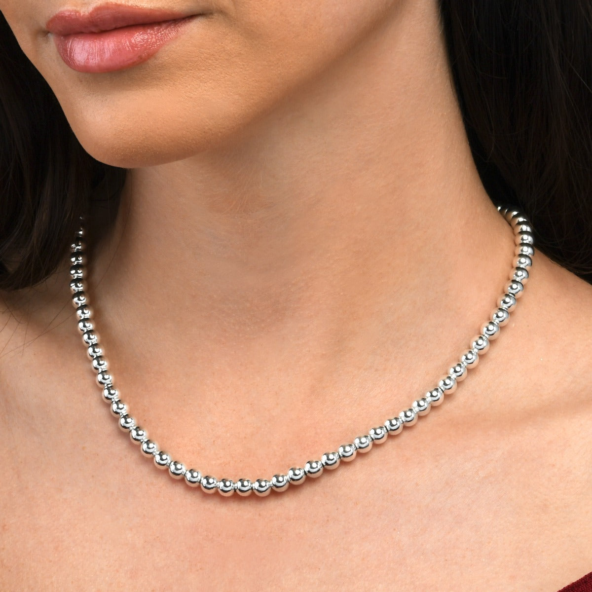 Sterling Silver Ball Bead Chain Necklace