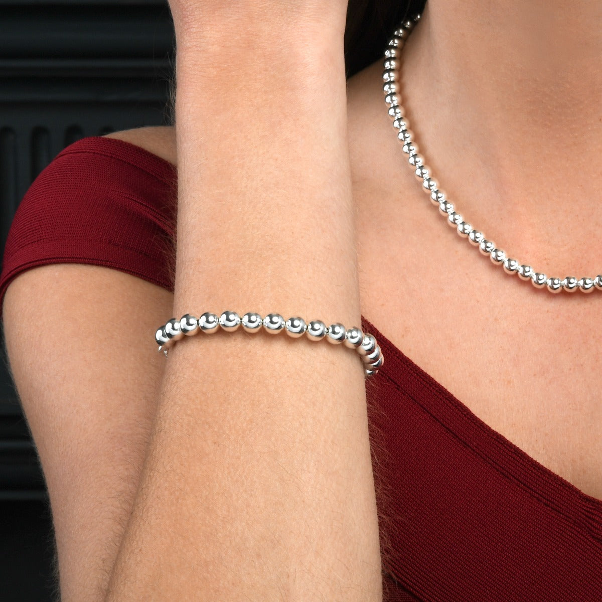 Sterling Silver Ball Bead Chain Bracelet