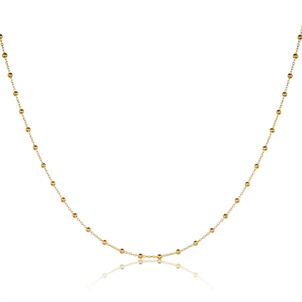Gold Satellite Chain Necklace in Sterling Silver with Small Beads