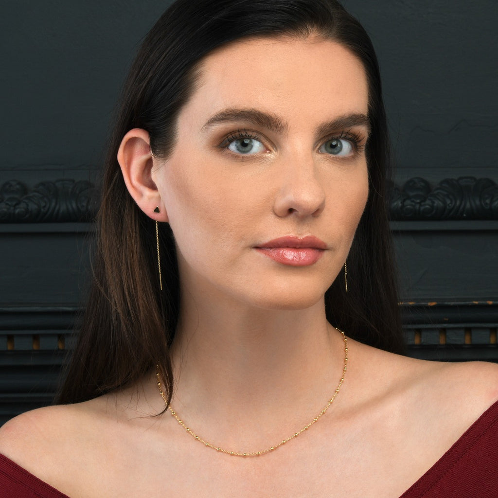 Gold Satellite Chain Necklace in Sterling Silver with Small Beads