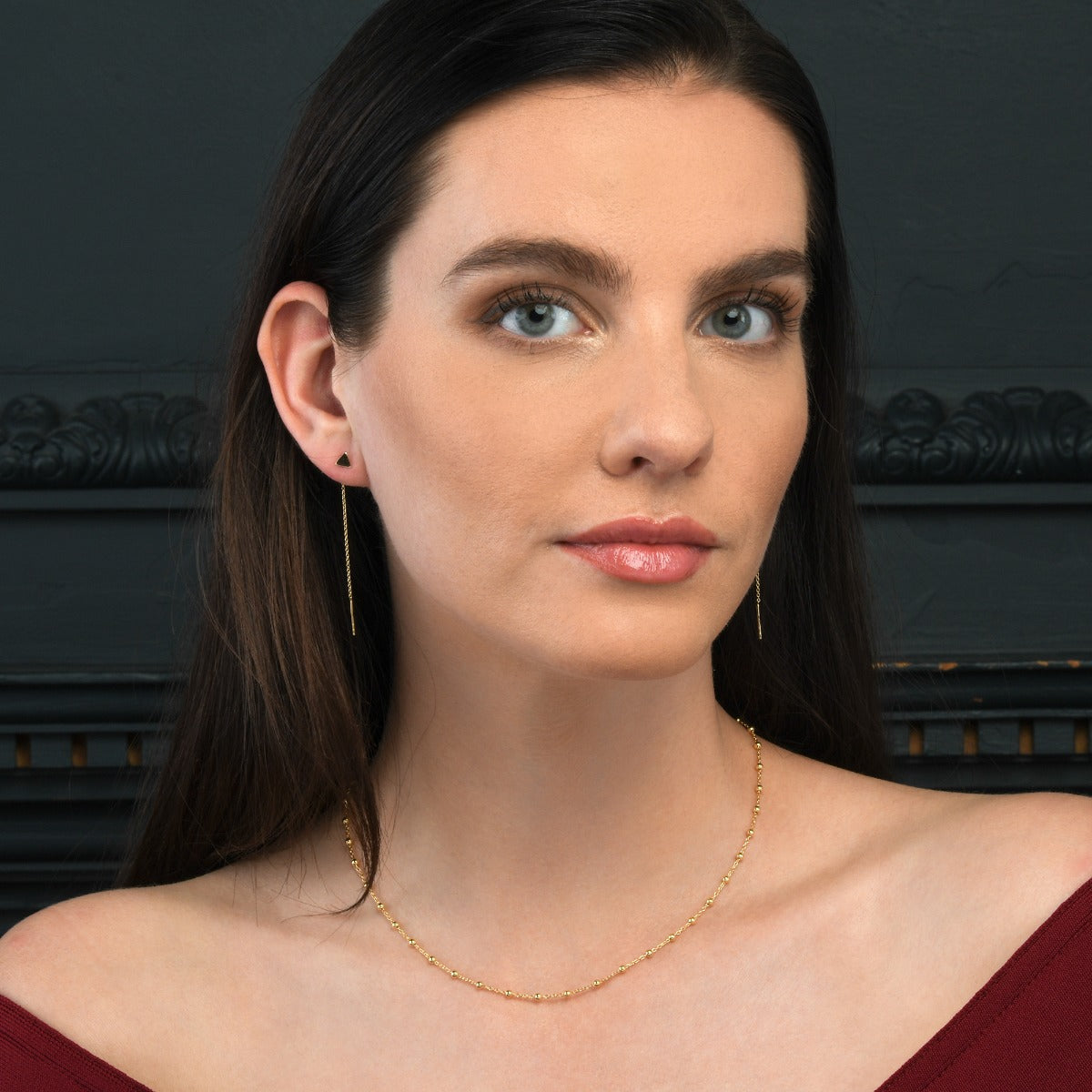 Gold Satellite Chain Necklace in Sterling Silver with Small Beads