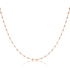 Rose Gold Satellite Chain Necklace in Sterling Silver with Small Beads