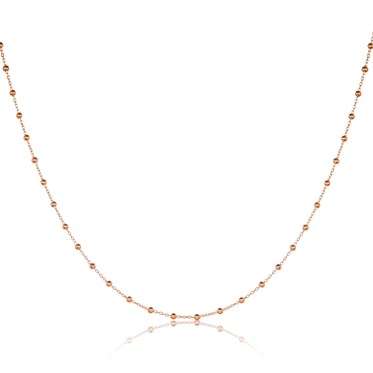 Rose Gold Satellite Chain Necklace in Sterling Silver with Small Beads