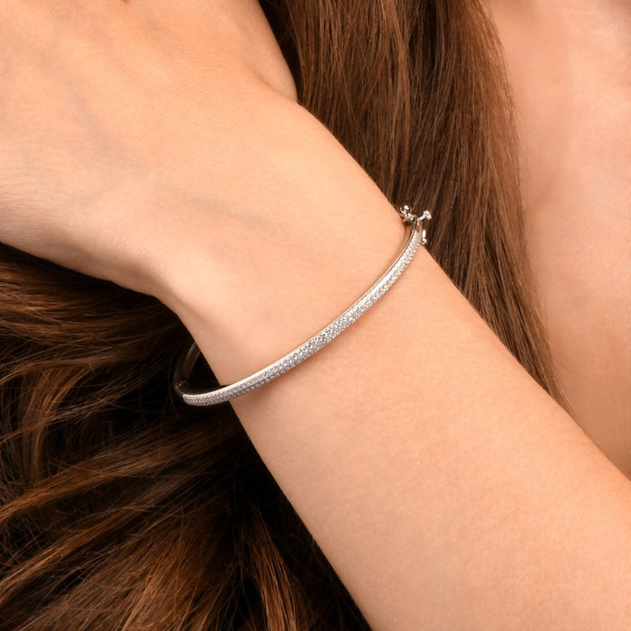 925 Sterling Silver Cubic Zirconia Bangle Bracelet