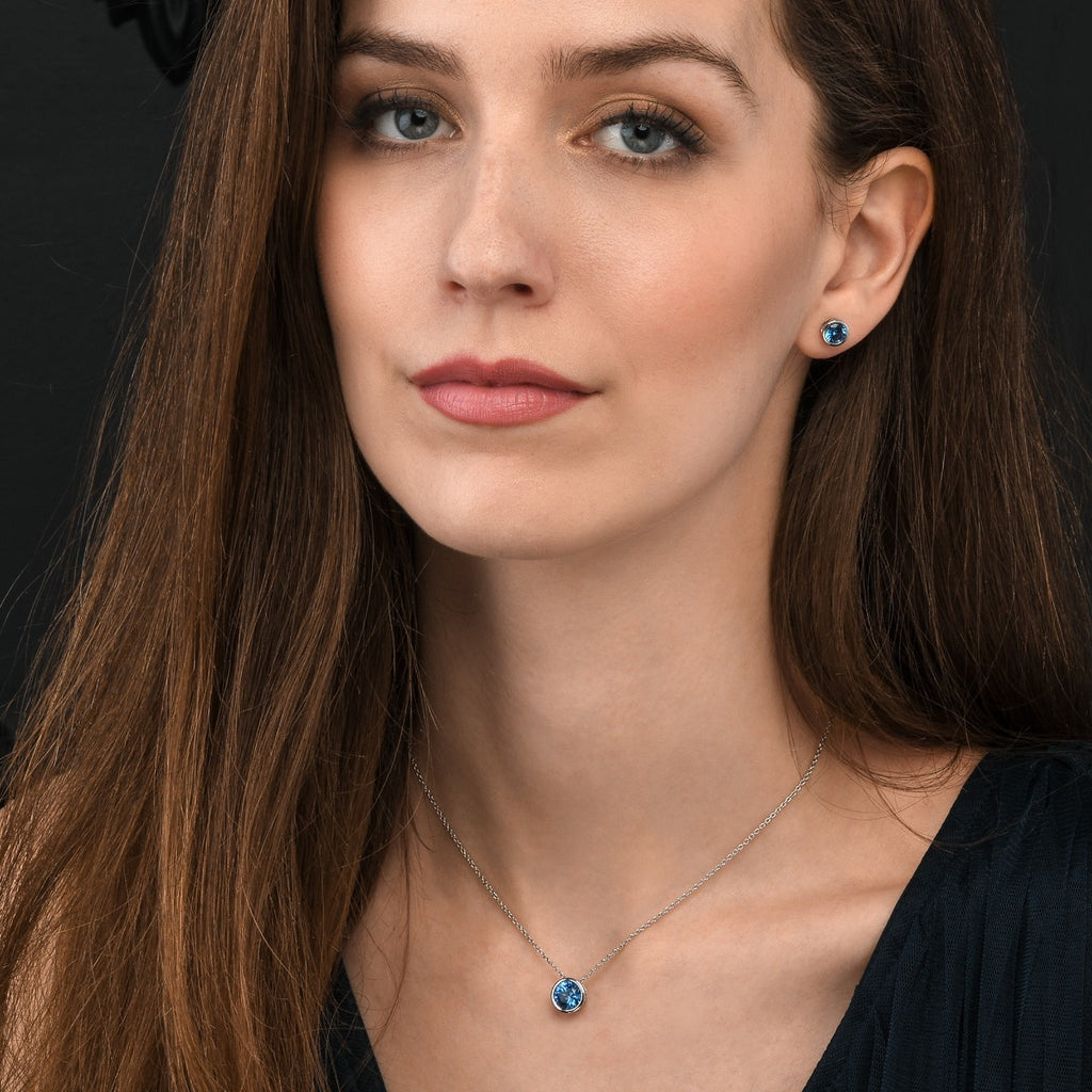 Sky Blue Pendant Necklace 925 Sterling Silver