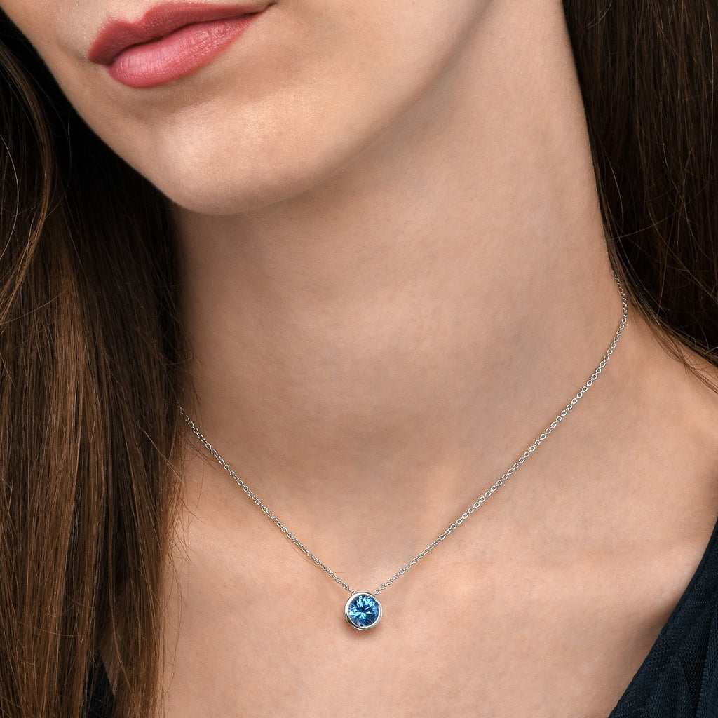 Sky Blue Pendant Necklace 925 Sterling Silver