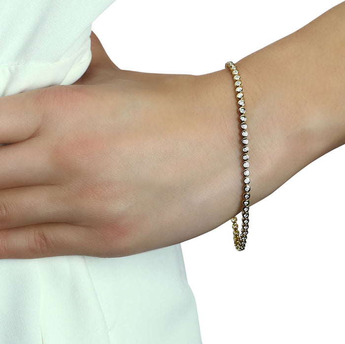Diamond Tennis Bracelet 1ct Diamond G/HSI Bezel Set 18K Yellow Gold