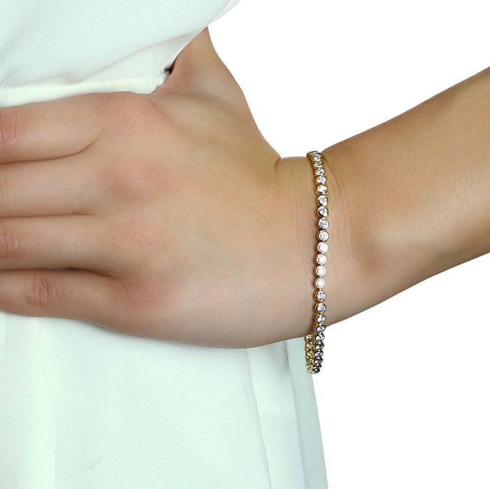 Diamond Tennis Bracelet 3ct G/HSI Quality Bezel Set 18K Yellow Gold