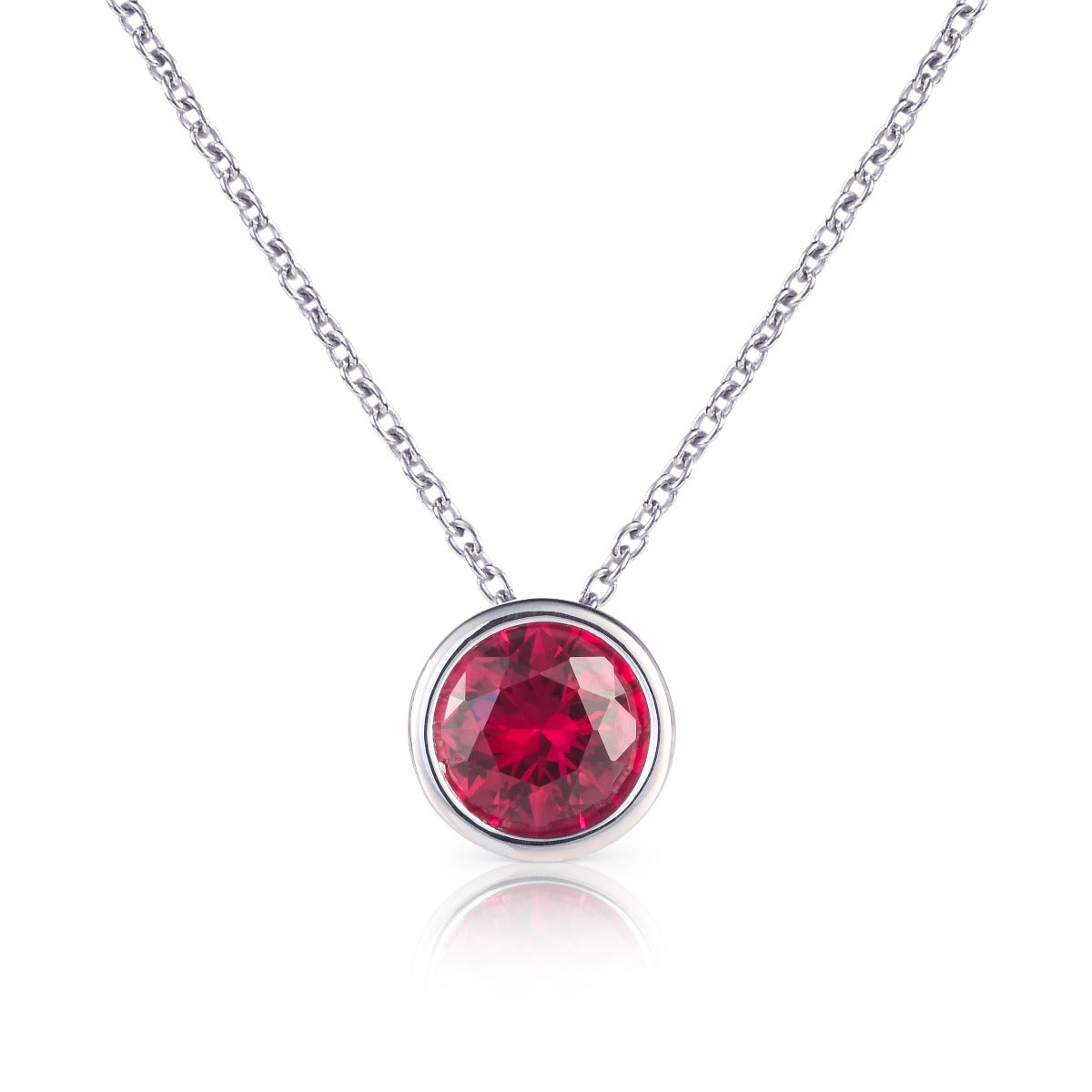 fuchsia pink pendant necklace in sterling silver