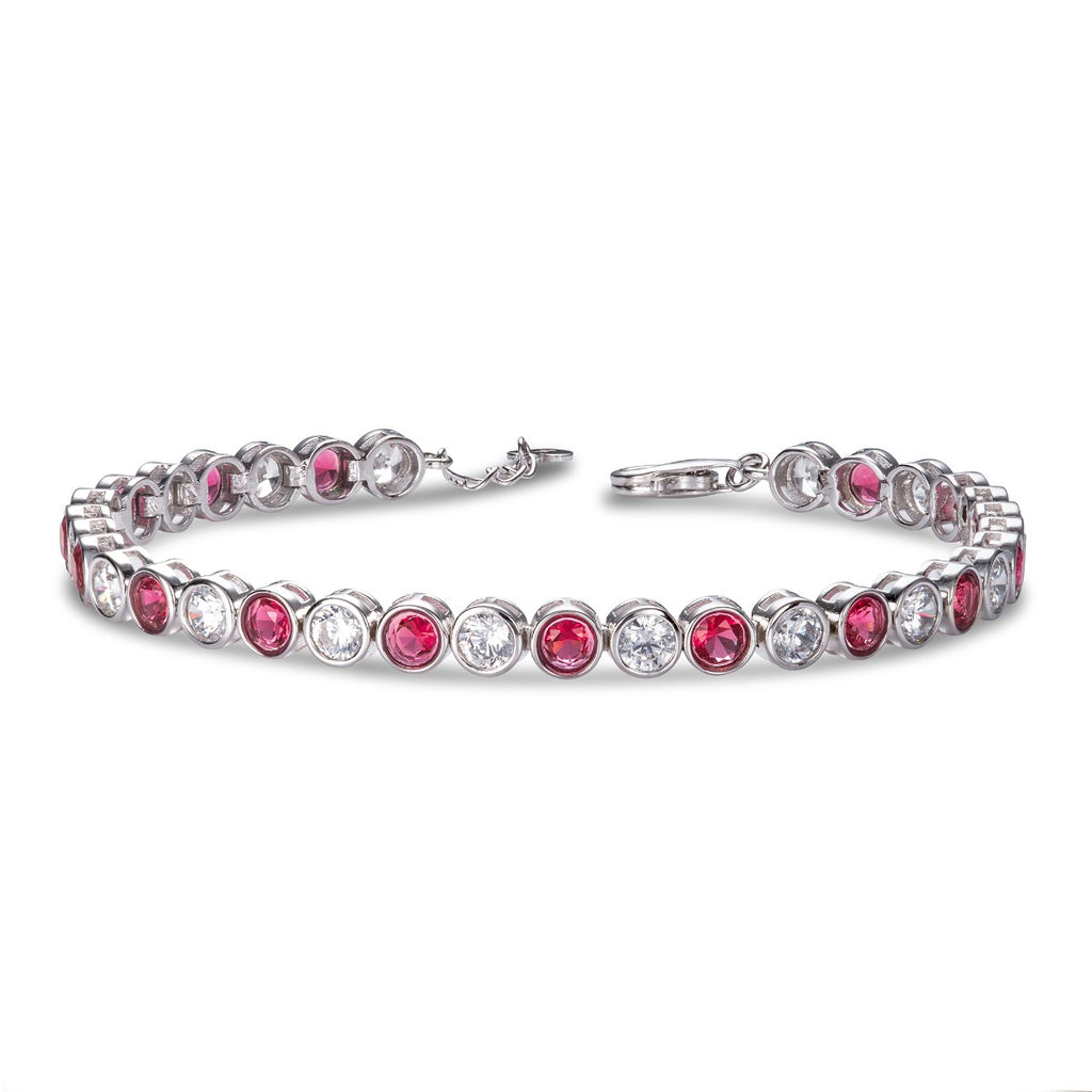 ruby red tennis bracelet for women in 925 sterling silver