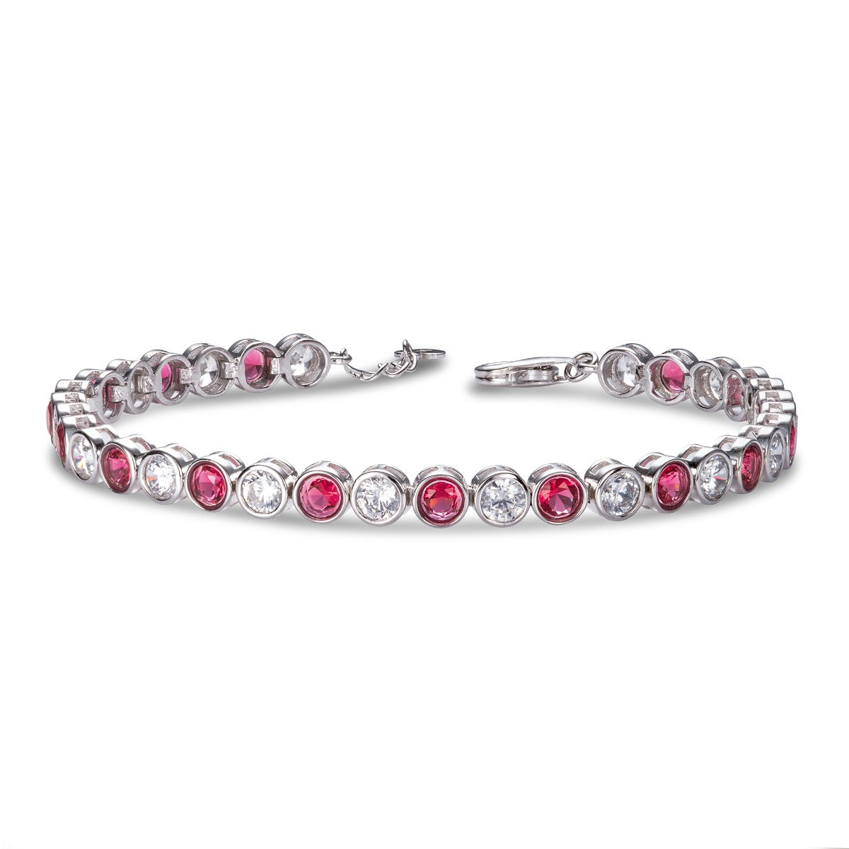 ruby red tennis bracelet for women in 925 sterling silver