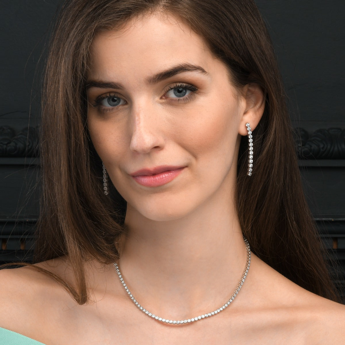 bezel set Tennis necklace in 925 Sterling Silver