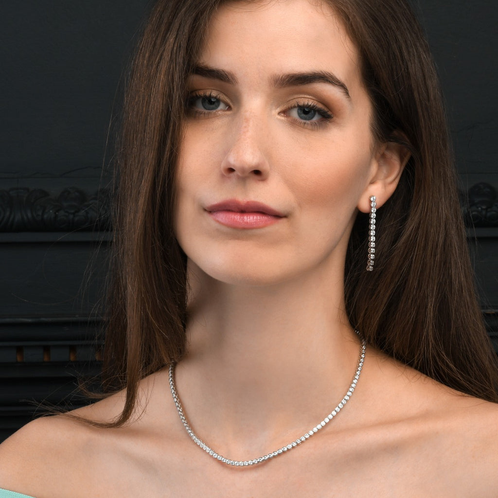 bezel set Tennis necklace in 925 Sterling Silver