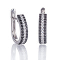 Sterling Silver Black And White Hoop Earrings