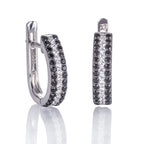 Sterling Silver Black And White Hoop Earrings