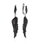 black wings drop earrings in 925 sterling silver