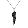 black angel wing necklace in sterling silver
