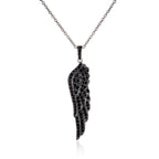 black angel wing necklace in sterling silver