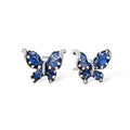 Sterling Silver Blue Enamel Butterfly Earrings