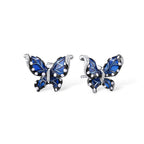 Sterling Silver Blue Enamel Butterfly Earrings