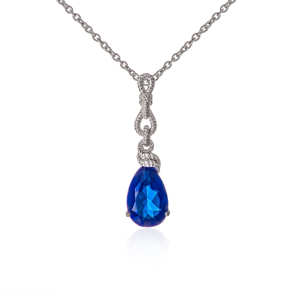 Royal blue sterling silver pendant necklace