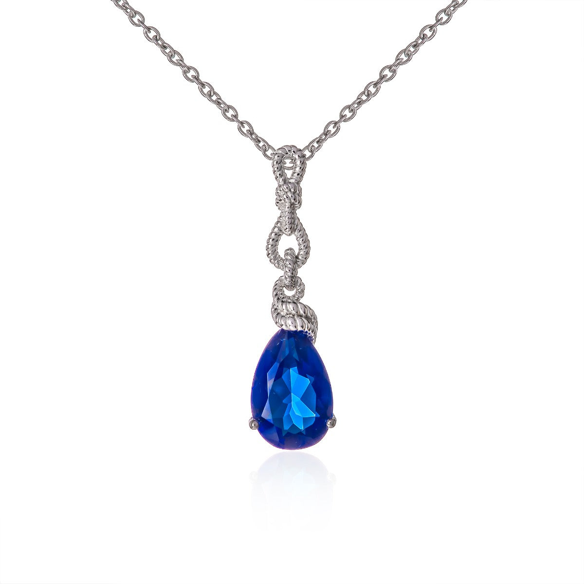 Royal blue sterling silver pendant necklace