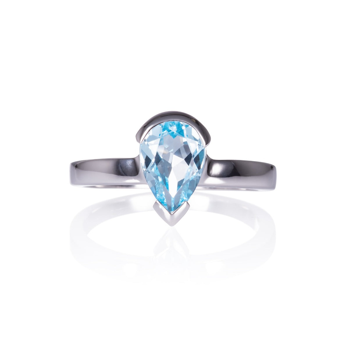Pear Shaped Blue Topaz Ring in Sterling Silver