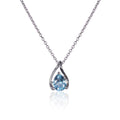 Treardrop Blue Topaz Pendant Necklace in Sterling Silver
