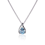 Treardrop Blue Topaz Pendant Necklace in Sterling Silver