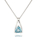 Trillion Cut Blue Topaz Pendant Necklace in Sterling Silver