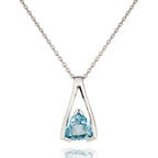 Trillion Cut Blue Topaz Pendant Necklace in Sterling Silver
