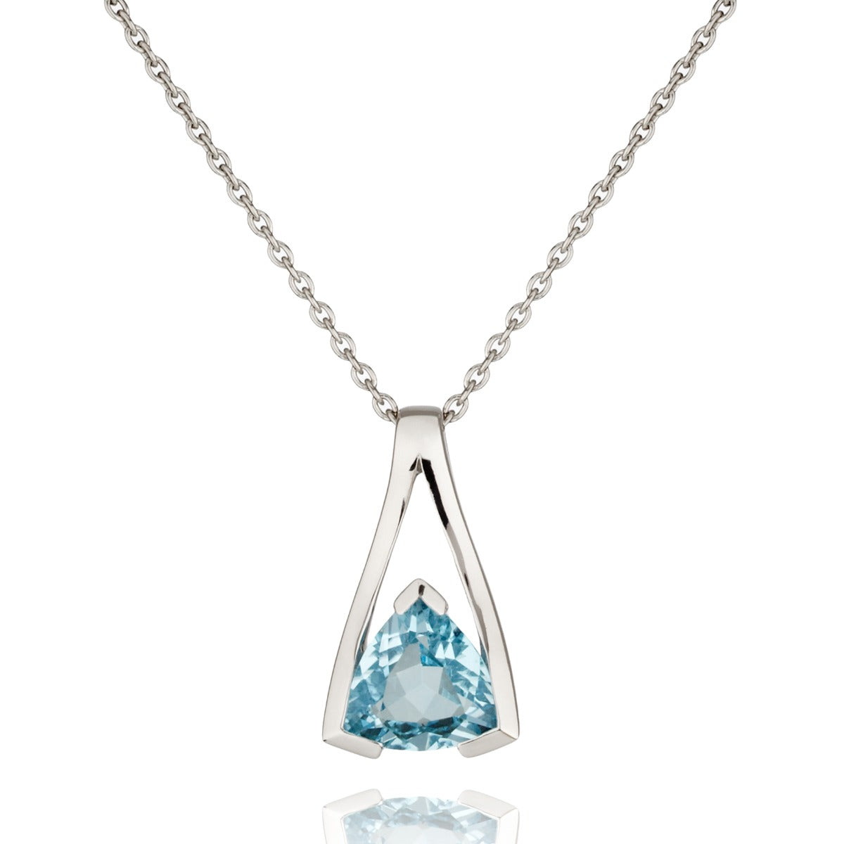 Trillion Cut Blue Topaz Pendant Necklace in Sterling Silver