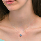 Bezel Set Blue Topaz Pendant Necklace in Sterling Silver