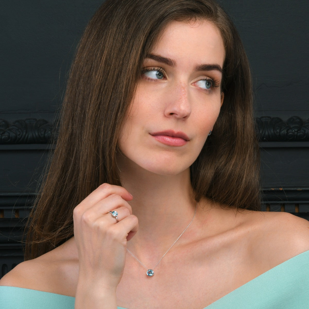 Bezel Set Blue Topaz Ring in Sterling Silver