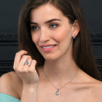 Sterling Silver Ring with a Pear-Shaped Blue Topaz Gemstone