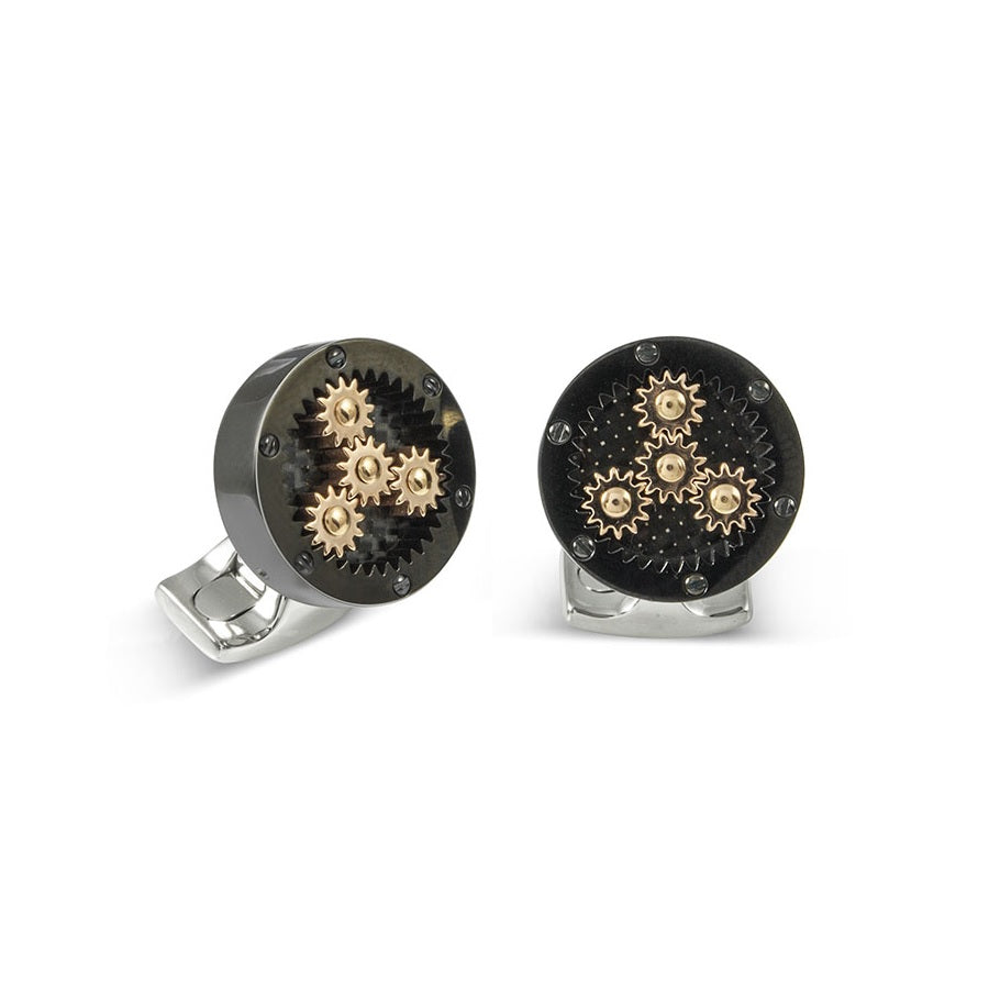 Designer Cogs Cufflinks by Dekin & Francis Black IP Coated