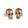 Deakin & Francis Skull Cufflinks Satin Rose Gold Finish LED Red Eyes