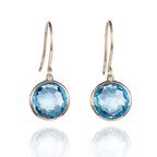 8.30ct Swiss Blue Topaz Drop Earrings In 9K Yellow Gold