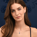 Oval Shaped Blue Topaz Pendant Necklace in Sterling Silver