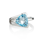 Sterling Silver Ring with a Trillion Cut Blue Topaz Gemstone 
