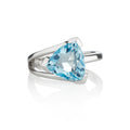 Sterling Silver Ring with a Trillion Cut Blue Topaz Gemstone
