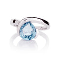 Sterling Silver Ring with a Pear-Shaped Blue Topaz Gemstone
