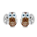 Deakin & Francis Sterling Silver Owl Cufflinks with Sapphire Eyes