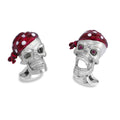 Skull Cufflinks In Sterling Silver With Ruby Eyes By Deakin & Francis