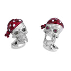 Skull Cufflinks In Sterling Silver With Ruby Eyes By Deakin & Francis